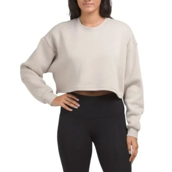 NWT IVL COLLECTIVE Women's Cropped fleece lined Crew Neck Quartz Sweatshirt - Picture 1 of 6